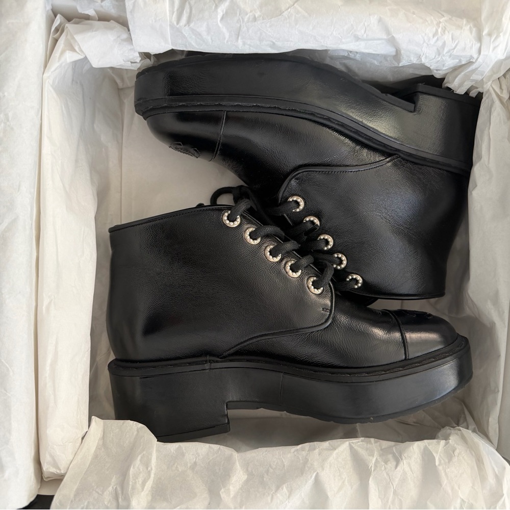 CHANEL Black Leather Women's Boots